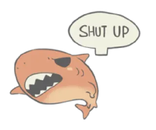 😠 SHUT UP tubarão, zangado, desenho animado, criatura marinha telegram sticker