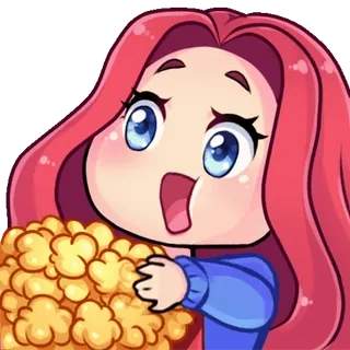 🍿 Мультфильм, Аниме, Стикер, Попкорн, Девушка, Милый, Кавайный telegram sticker