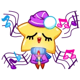 🎤 Stern, niedlich, schläfrig, Nacht, Cartoon telegram sticker