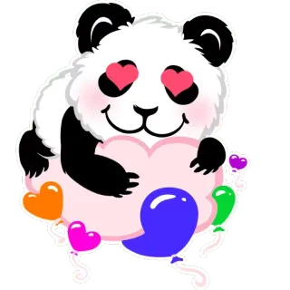 ❤ パンダ, ハート, 愛, かわいい, 漫画, 動物, 風船 telegram sticker
