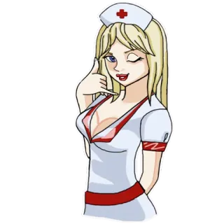 🤙 медсестра, блондинка, женщина, медицинский, мультфильм telegram sticker