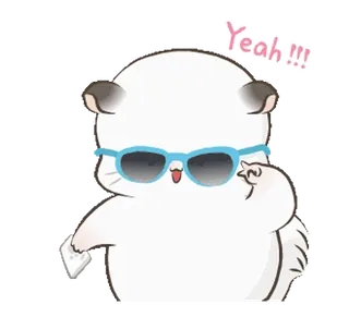😎 Yeah!!! хомяк, солнцезащитные очки, милый, животное, мультфильм whatsapp sticker