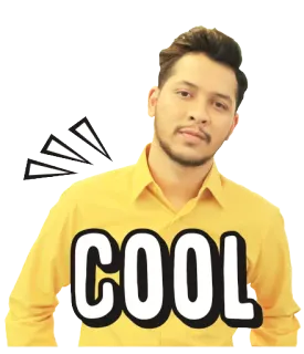 😎 COOL cool, Mann, gelbes Shirt, Text whatsapp sticker