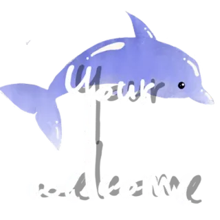 🐬 Your ACMY dolfijn, blauw, aquarel, tekst, acmy whatsapp sticker