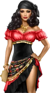 💃 mujer, gitana, mujer, vestido, pandereta, collar telegram sticker