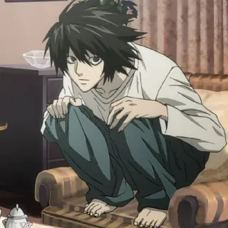 🍎 L Death Note Anime, Personagem, Death Note, L, Detetive telegram sticker