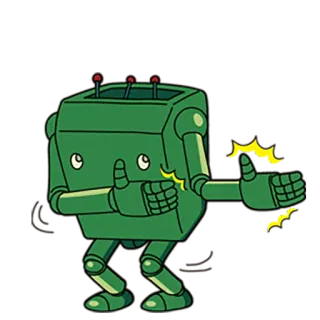 ✨ Roboter, Android, Grün, Cartoon, Daumen hoch, Maschine, Figur, Lustig telegram sticker