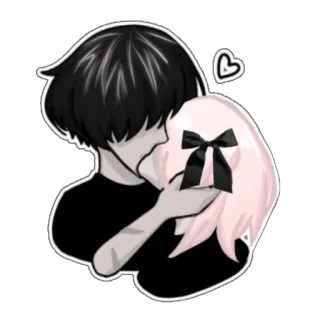❤ อนิเมะ, กอด, ความรัก, คู่รัก, โรแมนติก whatsapp sticker