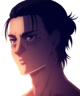🤨 Eren Yeager Attack on Titan อนิเมะ, ผ่าพิภพไททัน, เอเรน เยเกอร์, การ์ตูน, ตัวละคร, มังงะ telegram sticker