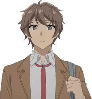 🙄 Sakuta Azusagawa Rascal Does Not Dream of Bunny Girl Senpai Anime, Charakter, Schuluniform, Männlich, Ernst telegram sticker