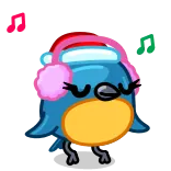 💃 鳥, 冬, 音楽, ホリデー, かわいい telegram sticker