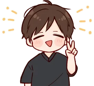 ✌️ cartoon, anime, cute, peace sign, boy, chibi telegram sticker