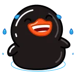 😂 anatra, cartone animato, emoji, divertente, carino, ridere, sudore, felice whatsapp sticker