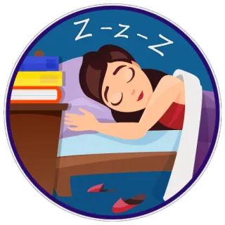 😴 z-z-z śpiący, sen, noc, kreskówka, książki, zmęczony, odpoczynek, marzenie whatsapp sticker