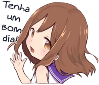 👋 Tenha um BOM dia! Anime Mädchen, Welle, Gruß, Guten Morgen, Süß, Illustration telegram sticker