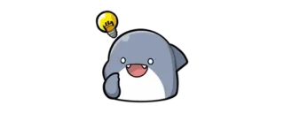 🦈 dauphin, ampoule, idée, dessin animé, mignon, animal, kawaii telegram sticker