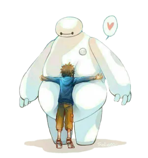 🤗 Baymax Big Hero 6 robot, dessin animé, câlin, amour, amitié, Disney telegram sticker
