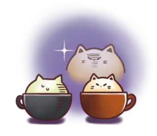 ☕ chat, tasse, café, mignon, animal, chaton, kawaii whatsapp sticker