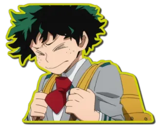 😣 Izuku Midoriya My Hero Academia アニメ, 僕のヒーローアカデミア, 緑谷出久, キャラクター, 学生, リュック telegram sticker