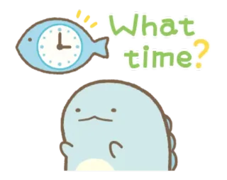 🕰 What time? นาฬิกา, ปลา, เวลา, คำถาม, น่ารัก, การ์ตูน telegram sticker