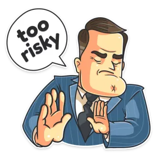 😑 too risky demasiado arriesgado, precaución, negocios, no, rechazar, hombre telegram sticker