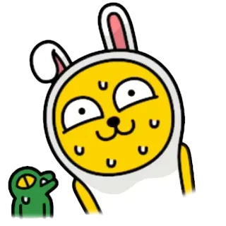 😓 kartun, binatang, stiker, kelinci, kuning, hijau telegram sticker