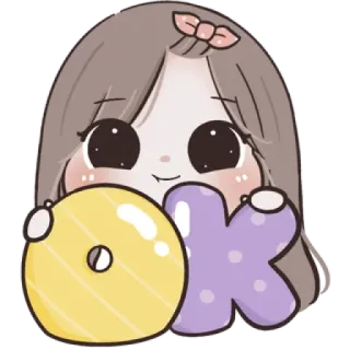 🌙 OK schattig, kawaii, ok, goedkeuring, sticker, cartoon whatsapp sticker