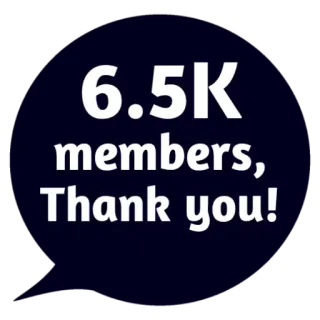 😵 6.5K members, Thank you! membros, obrigado, celebração, comunidade telegram sticker