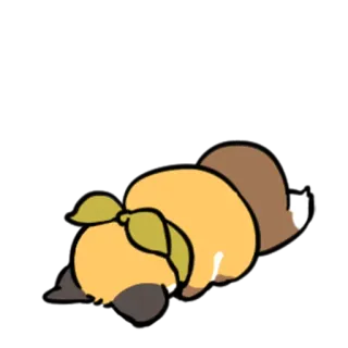 😩 キツネ, 動物, 可愛い, 睡眠, 葉, 横たわる whatsapp sticker