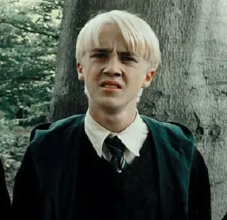 🐍 Draco Malfoy Harry Potter mago, slytherin, escuela, magia, estudiante telegram sticker