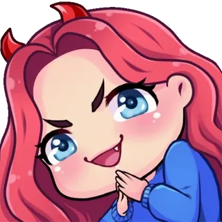 😈 Мультик, Дьявол, Рога, Чиби, Розовые волосы telegram sticker