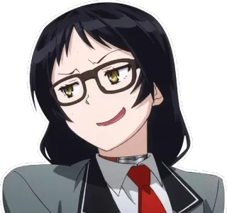 😅 Anime, Personaggio, Ragazza, Occhiali, Sorriso, Sorrisetto telegram sticker