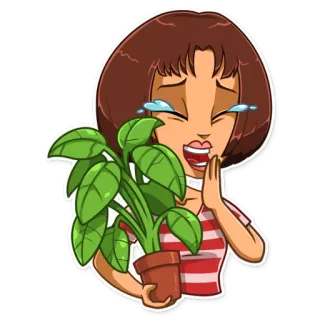 😂 哭, 植物, 悲伤, 情绪化, 卡通 telegram sticker