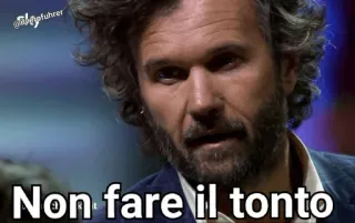 😑 Non fare il tonto italiano, expressão, não seja tolo, meme, homem telegram sticker