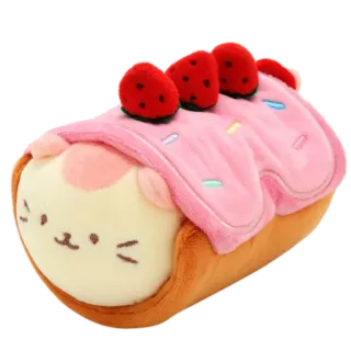 🍩 gatto, kawaii, peluche, giocattolo, fragola, carino telegram sticker