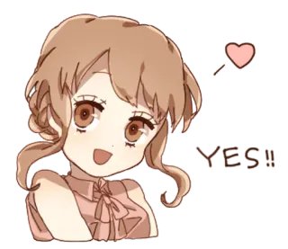 👩 YES!! Anime Mädchen, glücklich, ja, Herz, süß telegram sticker