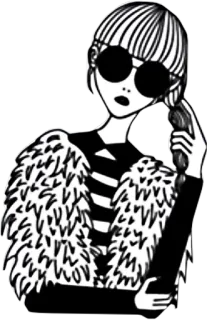 😐 mode, illustratie, vrouw, zonnebril, stijl, cartoon telegram sticker