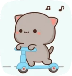 🛴 gatto, scooter, carino, kawaii, animale, cartone animato telegram sticker