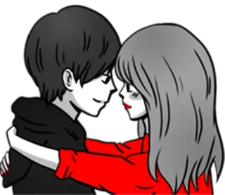 ❤ Cartoon, Paar, Umarmung, Liebe, Romantik whatsapp sticker