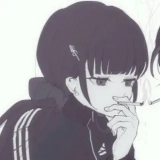 🚬 cigarrillo, fumar, anime, chica, moda, dibujos animados telegram sticker