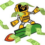 💸 BNB cryptocurrency, money, finance, robot, cartoon, rocket, bnb whatsapp sticker