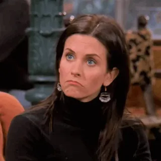 😟 Monica Geller Friends femme, expression, émission tv, moue, courtney cox telegram sticker