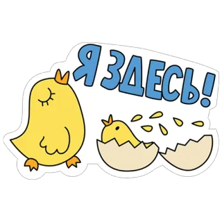 🐣 Я ЗДЕСЬ! chick, hatching, easter, cute, yellow, baby bird whatsapp sticker