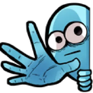 😐 lightbulb, cartoon, character, blue, hand telegram sticker