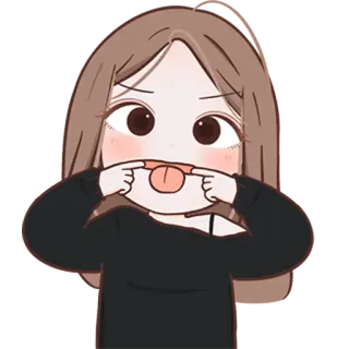 😝 cartoon, meisje, schattig, leuk, geanimeerd, sticker, grappig, gezicht telegram sticker