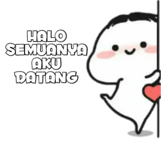 🍡 HALO SEMUANYA AKU DATANG Dessin animé, Salutation, Mignon, Coeur, Halo, J'arrive telegram sticker