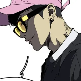 🌩 Anime, Personaggio, Uomo, Ritratto, Occhiali da sole, Cappello rosa whatsapp sticker