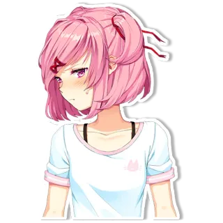 😒 Natsuki Doki Doki Literature Club! Аниме, Манга, Милый, Девушка, Розовые волосы whatsapp sticker