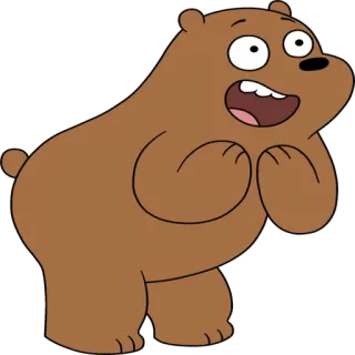 😃 Grizzly Bear We Bare Bears мультфильм, медведь, гризли, животное, счастливый whatsapp sticker