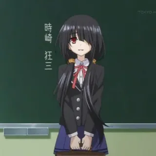 🍷 Kurumi Tokisaki Date A Live 時崎狂三 anime, girl, school uniform, tokisaki kurumi, date a live telegram sticker